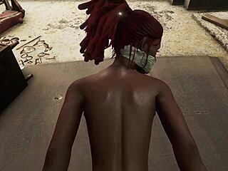 In Fallout 4 Dark Desires, hot black character bound in bondage experiences rough anal