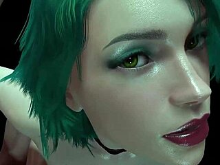 Hot Girl With Green Hair Teased From Behind