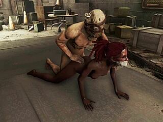 In Fallout 4 Dark Desires, hot black character bound in bondage experiences rough anal