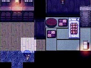 Tanned Natsuki feels aroused during striptease in hentai game episode 6.