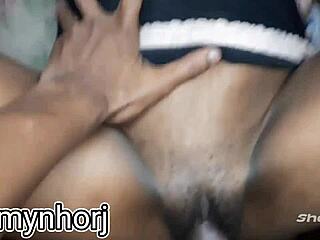 Latina amateur gets her shaved pussy stretched by a big dick