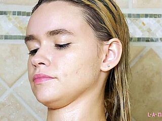 Beautiful blonde takes a sexy shower