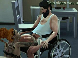 Invalid wants sex, and the tattooed girl has sex with him in anime style