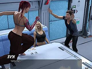 Stranded in space 35 plays strip poker.