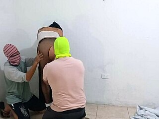 On Halloween, the construction worker fulfills his wife's fantasy of rough doggystyle sex with his best friend while being watched.