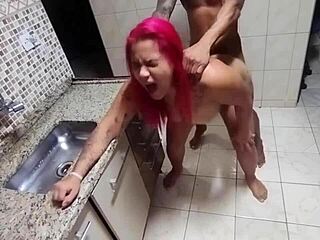 Brunette tattooed babe gives sloppy blowjob and wild ride