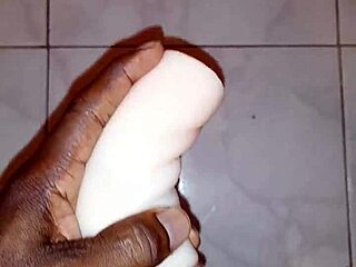Ebony Guy Fucks Fleshlight With Big Cock, Ends With Cumshot