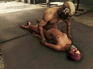 Pink haired girl in Fallout 4 bondage?