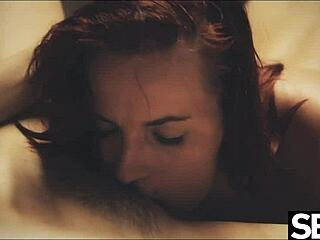 i-i lesbian redhead makes her girlfriends big natural tits bounce