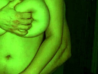 I am seducing my girlfriend with big natural tits, caressing and fingering her pussy while she moans in front of the camera