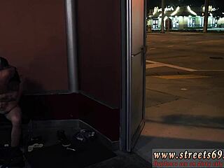 Outdoor double blowjob with cute tiny valerie white