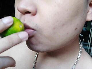 chinese girl licks herself while masturbating. 😋