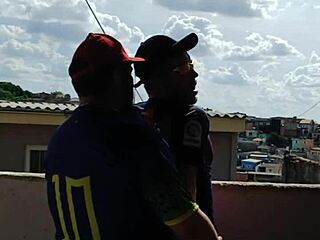 Brazilian chubby guy gets bareback assfucked publicly on the slab with onlookers