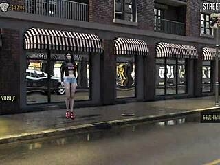 In Fashionbusiness, she shows tits in alley.