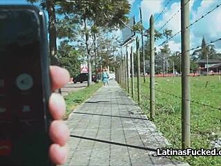 i'm a super cute latina amateur meetin a big cock on my first castin