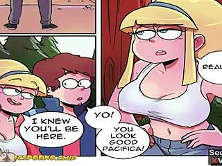 Dipper在Gravity Falls小屋夏夜星空下狂野四人性派对