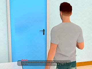 helping the pretty milf with big tits in bed during gameplay