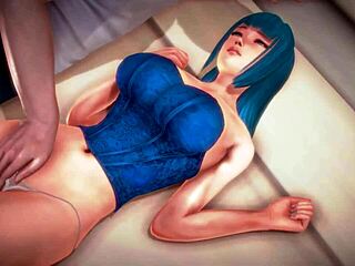 honey select featuring sarutobi yuuki, 3d blue haired beauty
