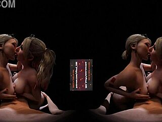 Can you handle this dirty double titfuck with cum and tongue kisses in 3d ffm threesome?