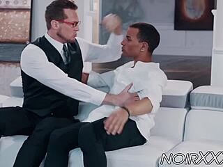 i can't believe i'm watching this tall businessman pound a hunky black stud