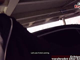 skinny teen slut gets picked up and fucked in public parking garage 😏