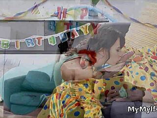 Horny Housewife Rides Clown's Hard Cock