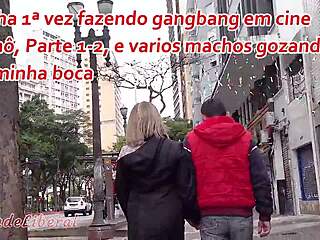 Tráiler de mi primer gangbang en cine porno, tíos descargando en mi boca! 🍆💦