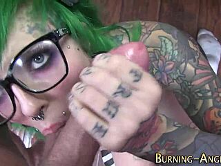 tattooed whore rides me hard in pov, damn hot!