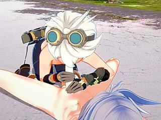 Genshin Impact yaoi - Razor x Bennett escena intrigante de mamada