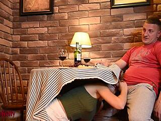 Crazy Hot Girl Sucks Dick Under Table!