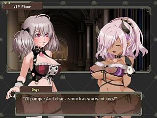 Branded azel offers her big tits for monster cocks in hentai