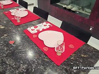 Three Girlfriends Take Turns Sucking Cock in POV Valentine 4some