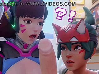 Kiriko Battles D-Va in Wild Hentai Anime Showdown. Get Ready for Action!