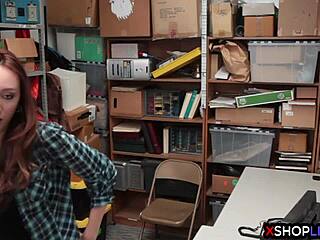 Shoplifting Tiny Teen Caught In Back Office Blowjob