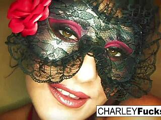 Charley Chase looks so sexy in her lingerie and stockings while touching herself.