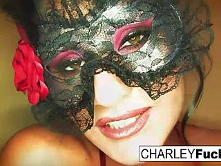 Charley Chase looks so sexy in her lingerie and stockings while touching herself.