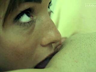 Hot lesbian sex with kissing and licking.