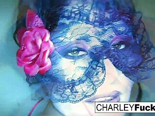 Charley Chase looks so sexy in her lingerie and stockings while touching herself.