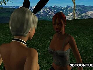 Two Bi Babes Share Cock Outdoors