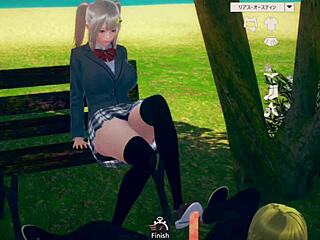 I plays with the blonde big tits JK in this erotic 3D games.