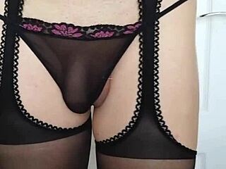 misr4 tranny gets close up cumshot on her cock with passion.