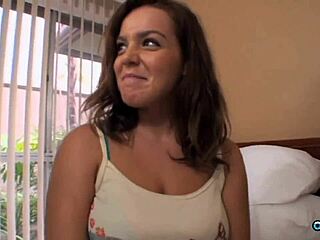 Small cock surprises big tits brunette with huge creampie