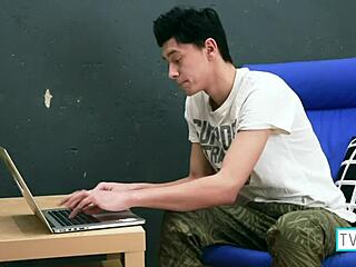 gay teen logan jerks massive cock in solo action. hot brunette twink! 🔥