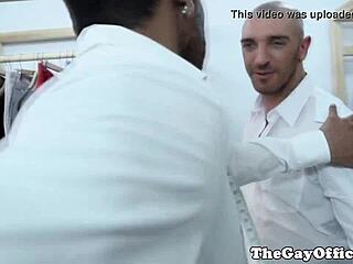 athletic hunks in uniform at work on the floor.