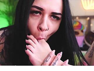 This Brunette Mistress Loves Slave Worshipping Her Pierced Pussy And Feet 😘