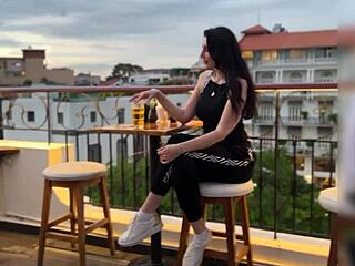 blowjob scene unfolds in public restaurant setting