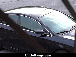 Is stepson ready to handle daddy’s car with that big cock?