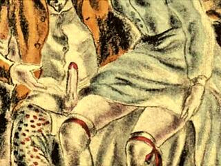 Ilustração erótica vintage traz charme antigo pra arte de quadrinhos picante. Puro clima retrô!