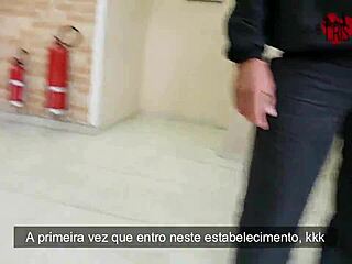 Brazilian wife Cristina gets creampied in parking lot while cuckold films