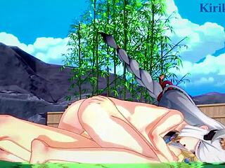 Shenhe, Lumine, Miko Yae, and Raiden Shogun in a Genshin Impact hentai adventure.